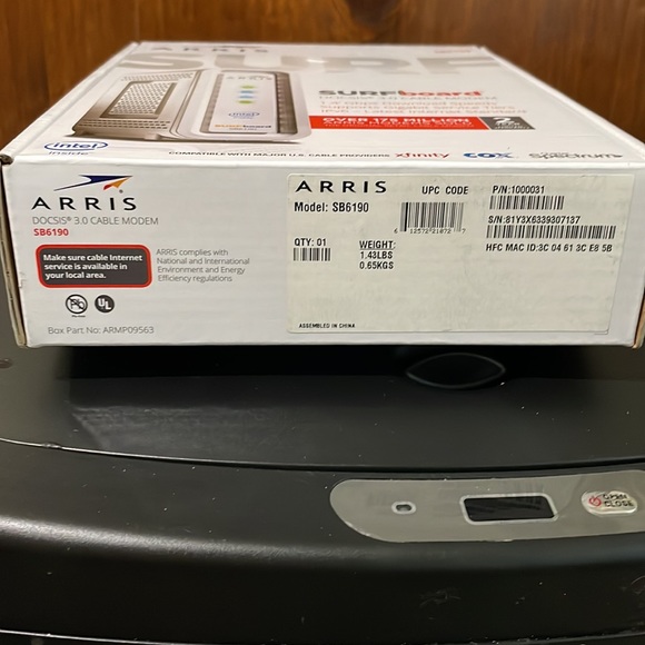 Arris SURFboard DOCSIS 3.0 Cable Modem. Missing power supply. - Picture 3 of 5